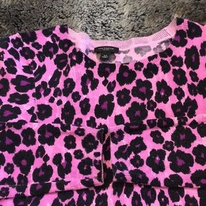 Ann Taylor pink leopard sweater XS